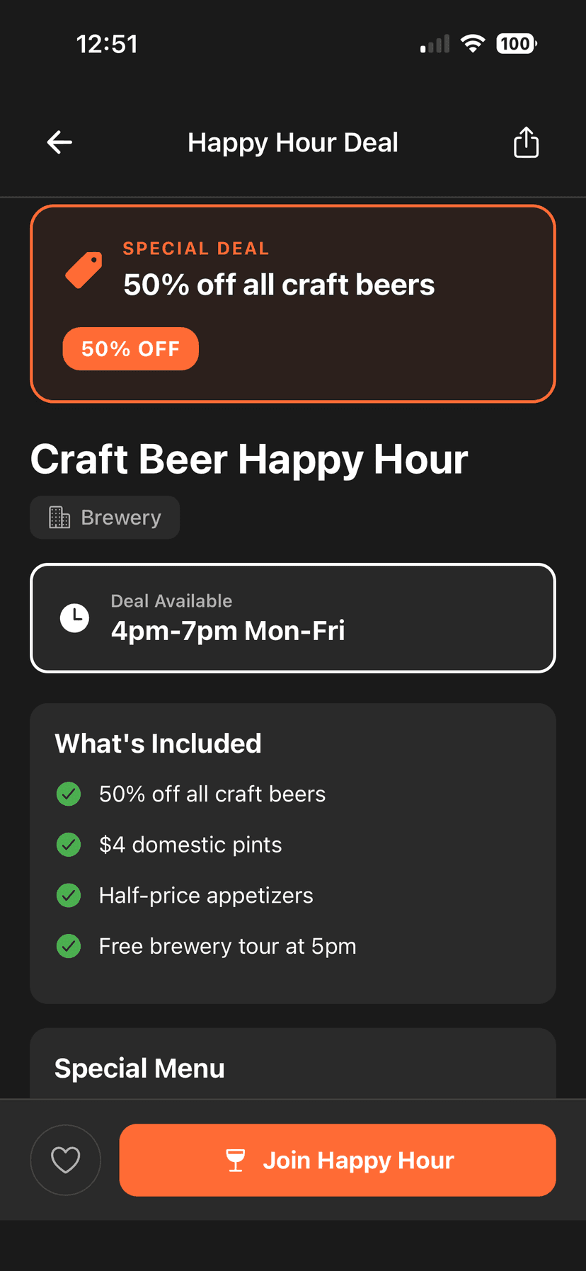 Find Happy Hours & Local Deals